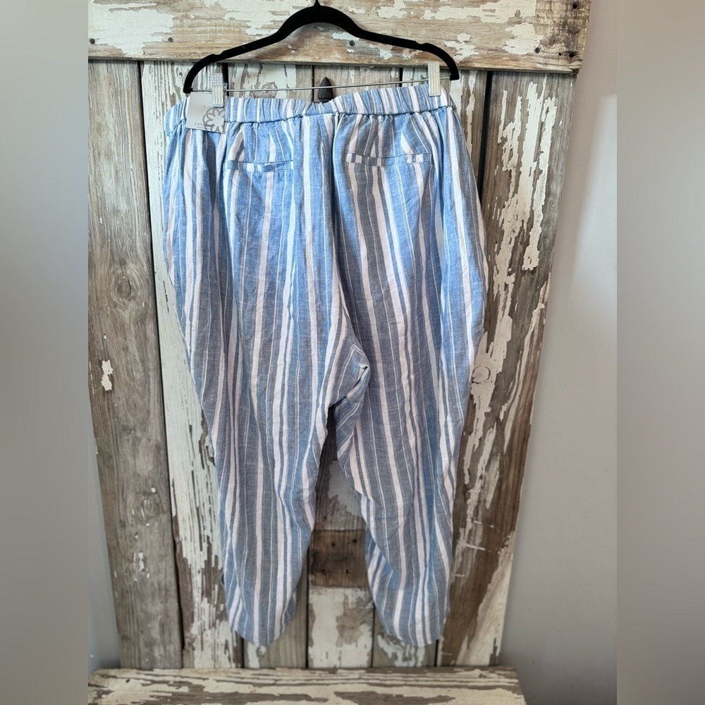 Catherine’s Blue & White Striped Lynen Blend Pants Size 3XWP NWT - Picture 6 of 7